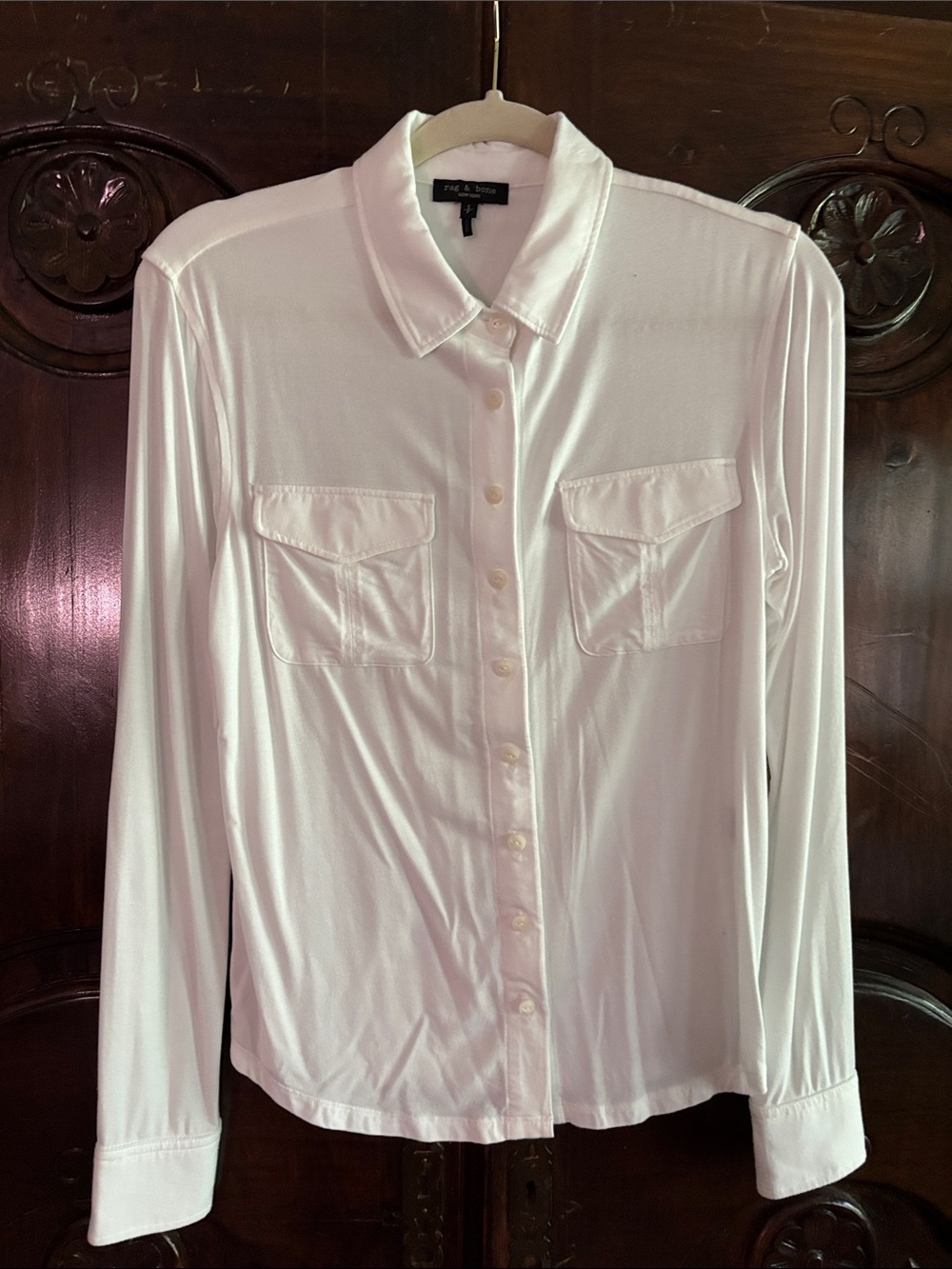 rag & bone White Soft Cotton Button Up Blouse